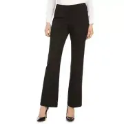 ANNE KLEIN Women's Black/white Pinstriped Flare-leg Trousers Dress Pants 4 TEDO
