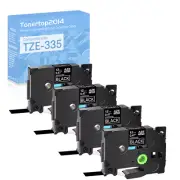 4PK Compatible with Brother TZe335 TZ335 White Print on Black 0.47" Tape P-Touch