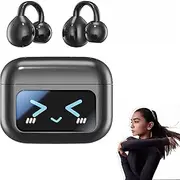 M100 Clip On Ear Headphones,Audio-Visual Future Touch Screen,Ear Clip Bluetooth Headphones,Open Earbuds Wireless Bluetooth 5.4,Earphones with Wireless Led Touch Screen Waterproof (Black)