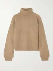 [Le Kasha] Le Kasha - Bangkok Ribbed Organic Cashmere Turtleneck Sweater - Camel - medium medium Brown