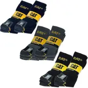 6 Pairs of CAT Caterpillar Mens Adults Heavy Duty Industrial Workwear Socks Navy 6-11