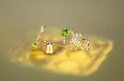 1Ct Round Cut Simulated Peridot Scorpion Stud Earring's 14K Yellow Gold Plated