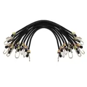 10-Pack Small Bungee Cords with Hooks 10-in Mini Black Rubber Bungee Cords Sh