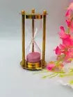 Nautical Brass Golden Finish Sand Timer Hourglass 3 Minute Pink Sand Clock Gift