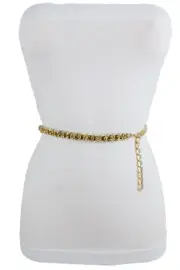 Women Gold Metal Chain Mesh Bling Jumpsuit Belt Thin Waistband Pant Loop XL XXL