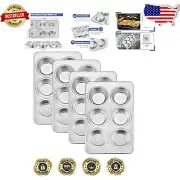 Versatile Muffin & Cupcake Pan Set of 4 - 6 Cup Stainless Steel for All Recipes