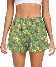 [FRODOTGV] Green Cactus Trees Women Athletic Shorts Loose & Comfy Swim Shorts for Workout Gym Fitness Cycling Swimming S, Green Cactus Trees, Small