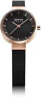 [BERING] 14627-166 Unisex Solar Watch, Break-resistant, Scratch Resistant, Sapphire Glass, Long Term Warranty 14627-166, Black, Rose Gold, Mesh Strap, Black x Rose Gold, レディース, Classic