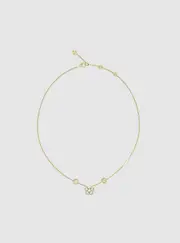 GUESS Gold 4G Logo & Pave Flower Necklace