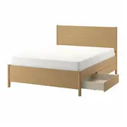 TONSTAD bed frame with storage, oak veneer/Luröy, Queen