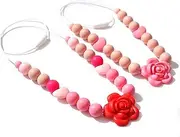 Jissoo 2Pcs Breastfeeding Necklaces - Silicone Sensory Necklace for New Moms,Emotional Calming Supplies,Newborn Nursing Sensory Necklace,Stylish Silicone Floral Nursing Necklaces, Unisex, Silicone, No
