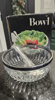 Vintage Silver and Crystal Serving Bowl Leonard Italy 9"