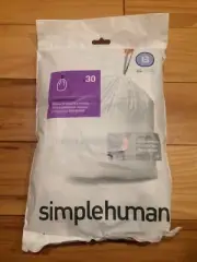 Code B 30 Ct SIMPLEHUMAN Custom Fit Trash Bags Can Liners Refill Size White Pack