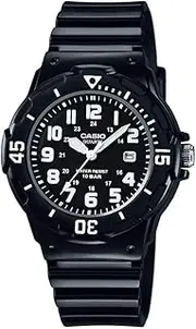 [Casio] Women's Diver Look Analog Digital Watch, Black Dial, Black Band, White Number