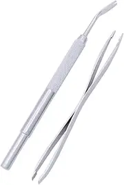 DRESSOOS 2pcs Pet Louse Removing Tool Set Stainless Steel Remover Hook Safe Non-Chemical for Dogs Cats Portable Easy to Use for