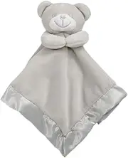 Soft Embroidered Baby Comforter Blanket Teddy Bear Toy - Baby Gift Colour: Grey Teddy