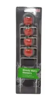 Set of 4 DCI Bloody Mary Double Pronged Cocktail Skewers - New - Tomato