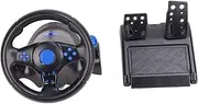 Racing Wheel, 180° Rotation 7 in 1 4 Axes USB Plug and Play Game Steering Wheel Programmable Spring Pedal 12 Independent Control Buttons Built in Motor Vibration Racing Steering Wheel for PS4, PS3