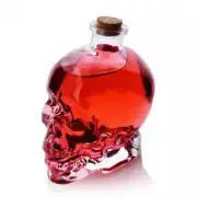 380ml Crystal Clear Glass Water Skull Jar Head Bottle Cork Decanter Vodka Wine