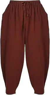 [COSDREAMER] Men's Baggy Harem Pant Drawstring Casual Cotton Linen Yoga Beach Pants…