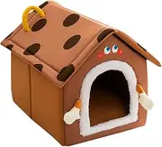 Ｂｅｓｇａ Cat Bed Pet Bed, Snooze Calming Kennel, Washable Cozy Self Warming Cat Tent Cave, Cat Nest for Cats Puppy Dog Kitten, Brown L