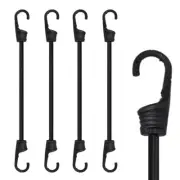 12-Inch Bungee Cords with Hooks Black Elastic Rope Straps for Camping Bike Fo...