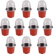 Jardín - 10pcs Plays Viver, , Transparent Dome, Seed Trays, Sprout Vessels, Greenhouse Cultivation | Reusable Moisture Domes With Drainage Holes For Vegetable Flowers Po