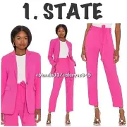 1. State Satin Crepe Blazer US4 + Pants US8 SET in bright mulberry