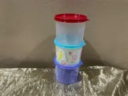 New Tupperware Mini Canisters 2.5 cups each Beautiful & Bright Colors Set of 3