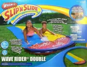 Wham-O SLIP N SLIDE WAVE RIDER DOUBLE INFLATABLE WATER SLIDE RACE KID FUN PARTY