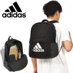 日本 ADIDAS 經典黑底白三線大LOGO 多夾層大容量運動休閒後背包