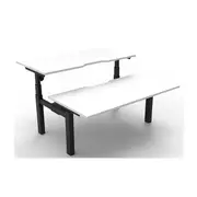 Adjustable 2Person Workstation Natural White And Black 1800Mm