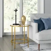Henn&Hart 20" Brass Metal/Glass Side Table