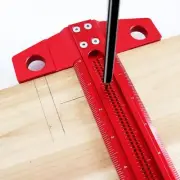 Woodworking Scriber 300mm Hole Gauge Ruler Aluminum Alloy Red