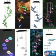 Solar Color Changing LED Wind Chime Garden Yard Hanging Light Walkway Lamp Decor