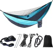 Hammock Swing, Ultra - Light & Portable Automatic Quick - Opening Mosquito Net Hammock Tent, Outdoor Double - Person Lay Flat Hammock Tree Tent,Parachute Cloth Travel Camping Hammocks, Sky Blue