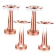 4 Pcs Led Portable Metal Table Lamp with Touch Sensor 3 Color Rose Gold