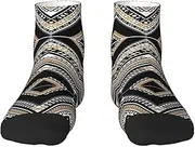 [JBYJBX] Black White Tan Zigzag Print Adult Socks Womens Mens Workout Thermal Cozy All-Season Gift Holiday Articles Use