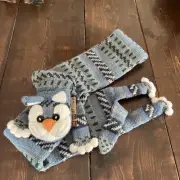 Cat Scarf Handmade Peru Alpaca Wool Andes Gifts Blue New With Tags Fun Gift