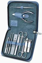 11 Pieces Nail Clipper Set Professional Manicure Set Stainless Steel Portable Nail Care Tools with Leather Travel Case Pedicure Kit
