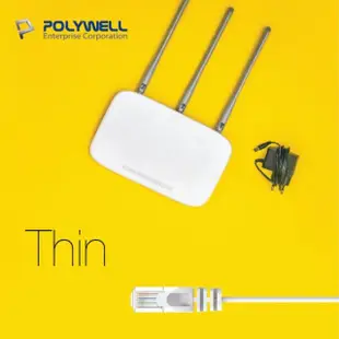 【POLYWELL】CAT6 極細高速網路線 2M 黑色 橘色