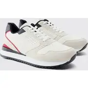 Mens White Contrast Trainer