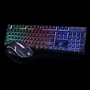 POENVFPO USB Game Robotic Keyboard and LED Mouse Combo Keyboard and Backlit Mechanical Mouse for Online Games Operation PC Laptop Office in Black (Black)