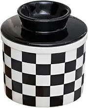 Begistia French Butter Crock for Counter with Water Line, Butter Dish with Lid (Black, Round)