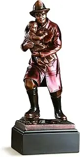 Fire Fighter Statue Bronze Plated Fireman Figurine