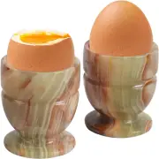 Radicaln Egg Cups Green Set of 2 Handmade Marble Egg Container for Kitchen Table