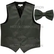 New Men's Vesuvio Napoli Tuxedo Vest Waistcoat Bowtie prom party Dark Gray