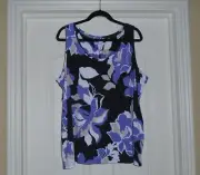 Chico's TOUCH of COOL FLORAL TANK TOP Size 4 XXL 20 22 Lavender Navy NWT $40