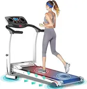 Treadmill Foldable Steel Frame Walking Treadmill Adjustable Incline Fitness Exercise Running Machines for Home Gym Space Saving Do Not Need Assembly Suitable for Home/Office Black