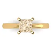 1.0 Princess Cut Natural Morganite Wedding Bridal Promise Ring 14k Yellow Gold